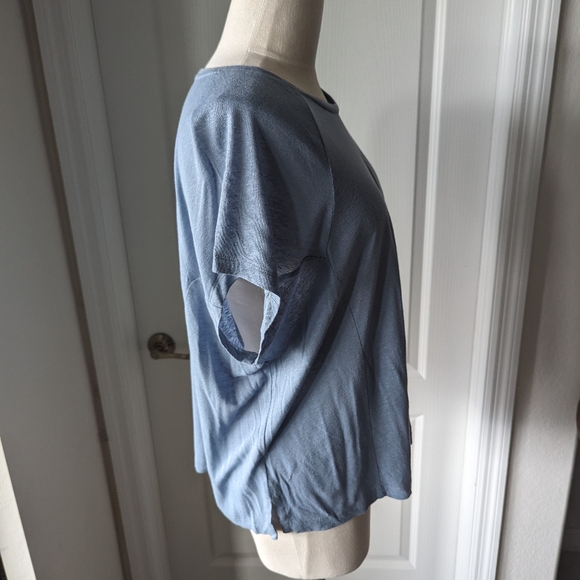 J.Jill Baby Blue Linen Blend Short Sleeve Tee - Picture 4 of 5
